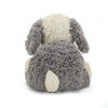 Jellycat Medium Tumblie Sheep Dog Children's Stuffed Animal. Soft grey and cream colored fur. Black stitched nose and black button eyes.
