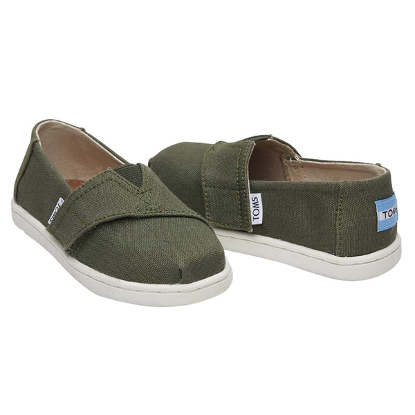 TOMS Pine Classic Canvas Tiny Kid's Shoes Clothing Accessory dark green
