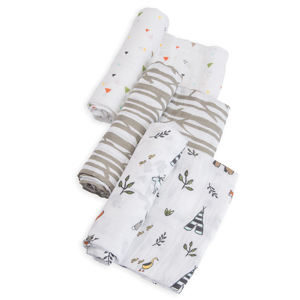 Little Unicorn forest friends baby swaddle set