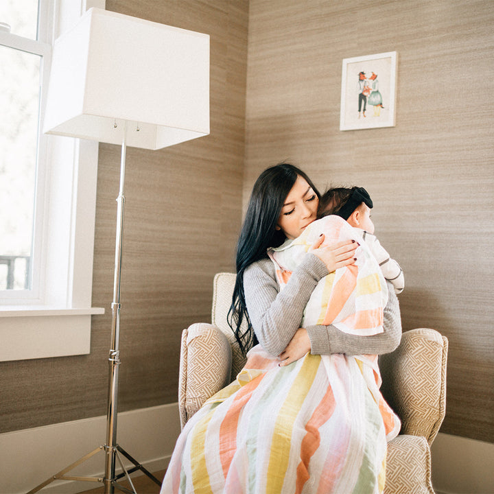 Wrap your little one in the Little Unicorn Muslin Quilt in Cabana, the best baby blanket for warmth and charm.