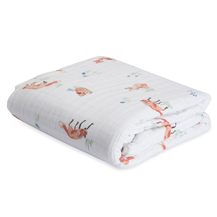 Warm and whimsical, the Little Unicorn Muslin Quilt in Fox delivers cozy charm in muslin blankets baby love.