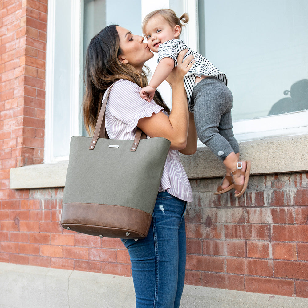 Best Diaper bags by Little Unicorn olive green diaper bag tote