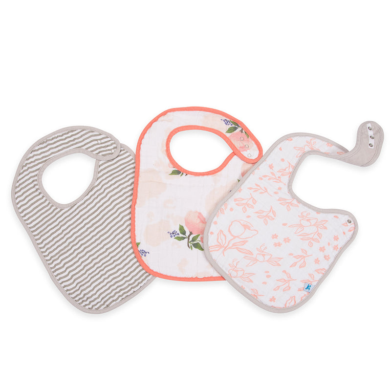 Little Unicorn Watercolor Rose Cotton Classic Baby Bib set elegant bibs with soft rose watercolor patterns