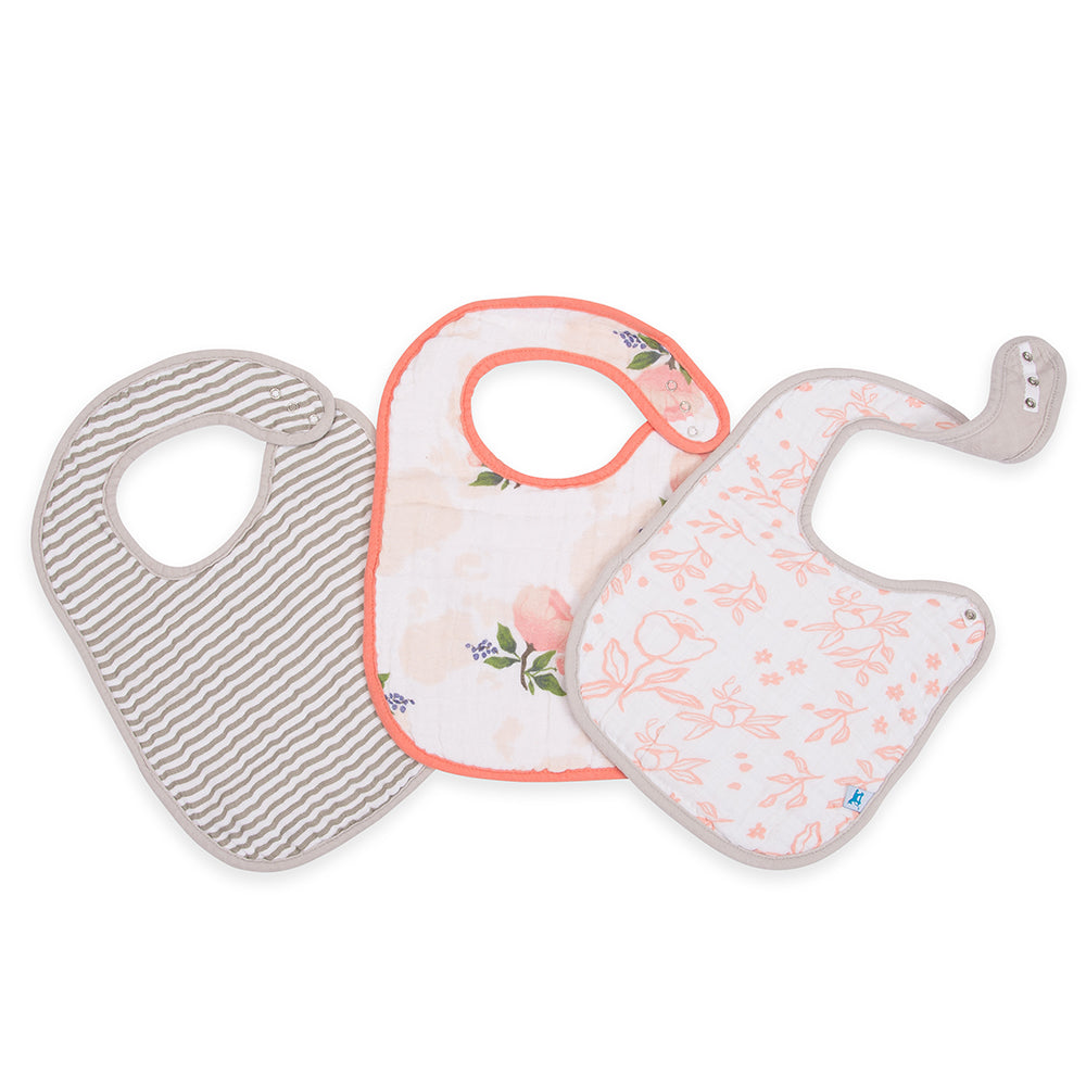 Little Unicorn Cotton Classic Baby Bib water-color rose light pink floral 