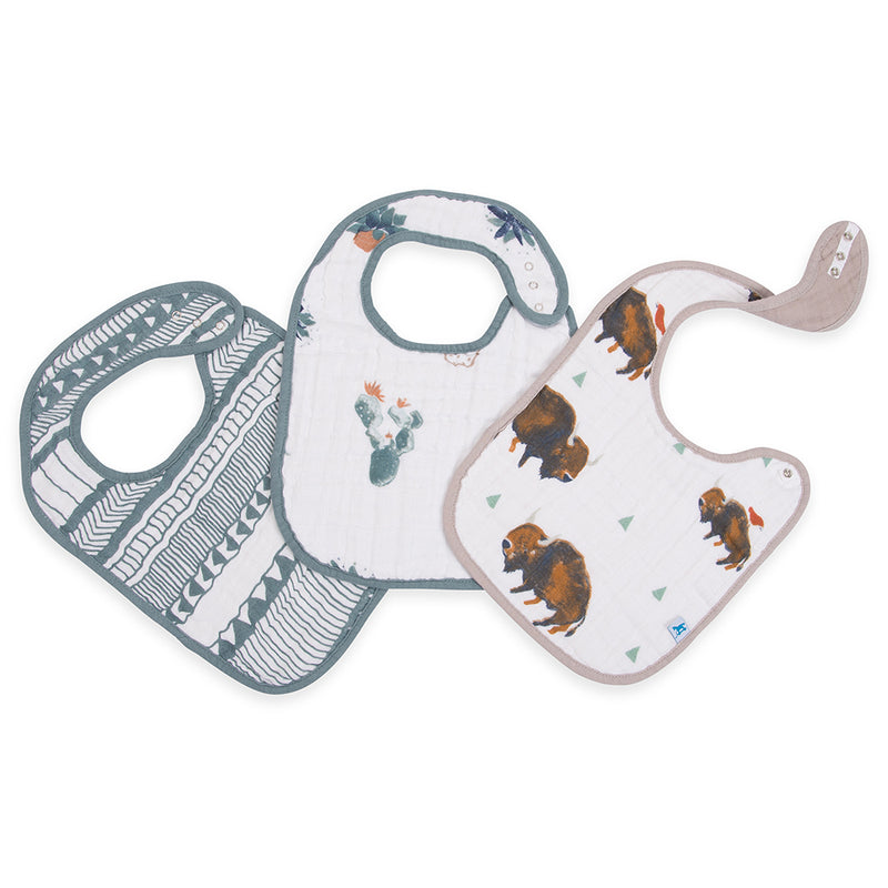 Little Unicorn Cotton Classic Bibs buffalo set a charming bib collection with buffalo-themed designs