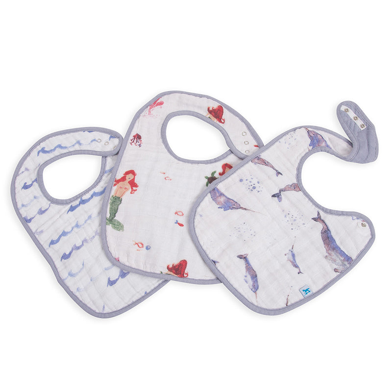 Little Unicorn bibs Classic Cotton Bib ocean friends featuring ocean-inspired designs for everyday wear