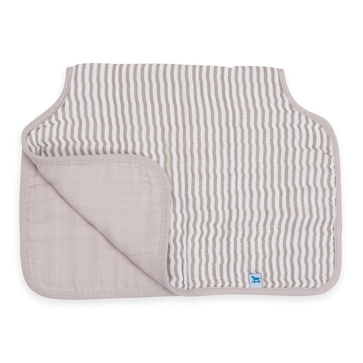 Keep baby clean in style with the Little Unicorn Muslin Burp Cloth in Grey Stripe, a must-have for newborn burp cloths.