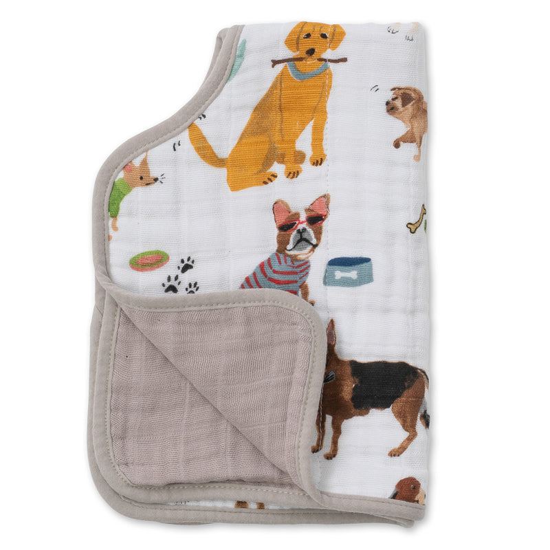 Little Unicorn Burp Cloth 100% Cotton Muslin woof dogs designed for feeding and burping comfort