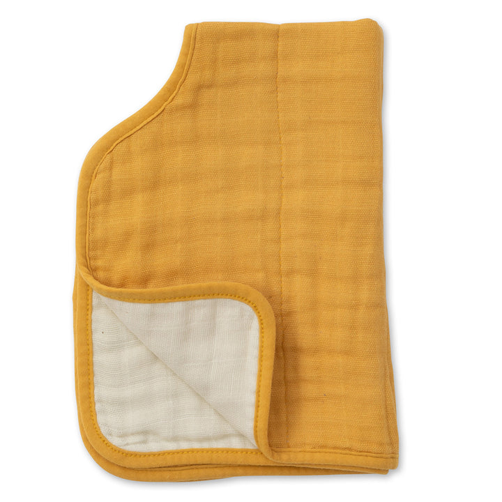 Little Unicorn Cotton Muslin Burp Cloth in Mustard combines natural tones with gentle, absorbent infant burp cloths.