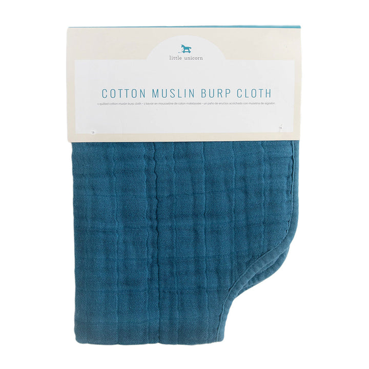 Little Unicorn Muslin Burp Cloth in Lake offers soft layers and fresh prints for muslin burping cloths.