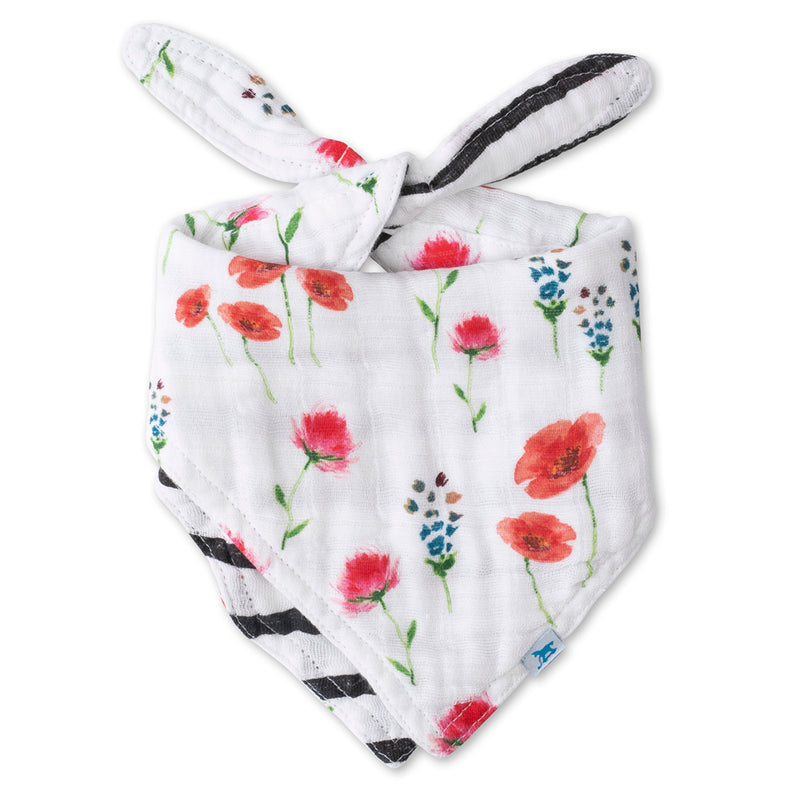 Little Unicorn Wild Mums Reversible Bandana Bibs for Babies, designed with adorable floral patterns