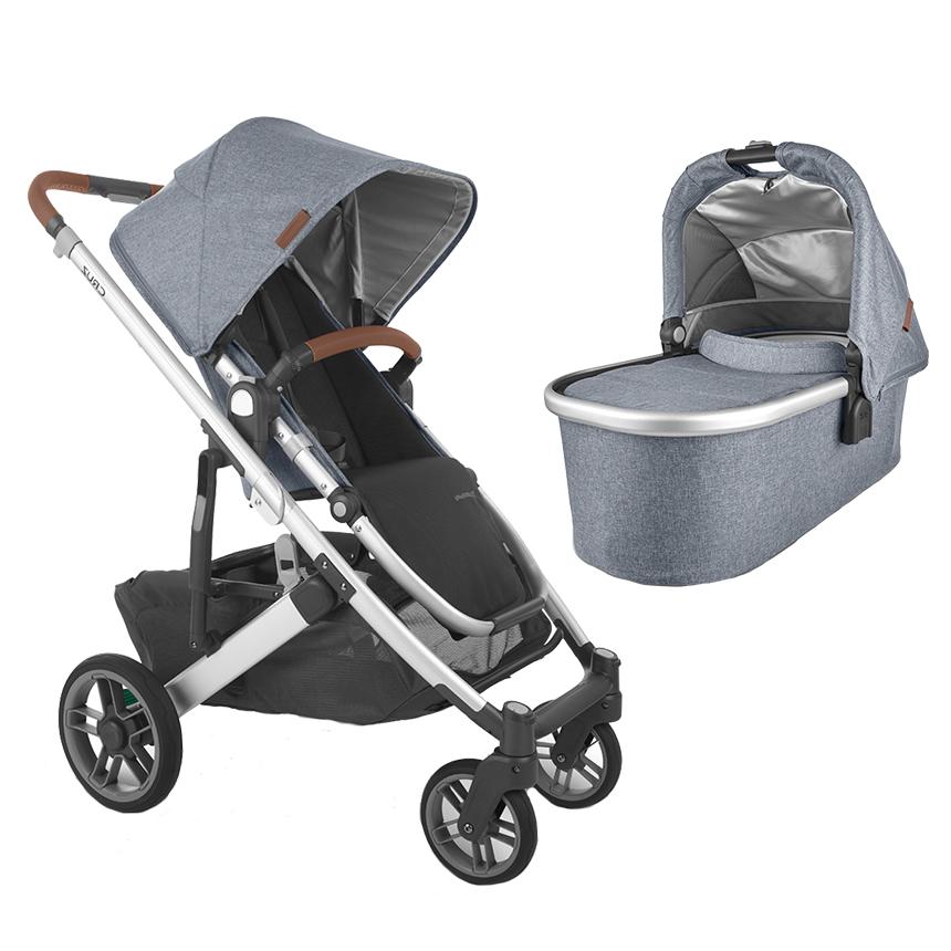 Uppababy CRUZ V2 infant Stroller and V2 Bassinet Bundle Travel System in Gregory Blue Grey