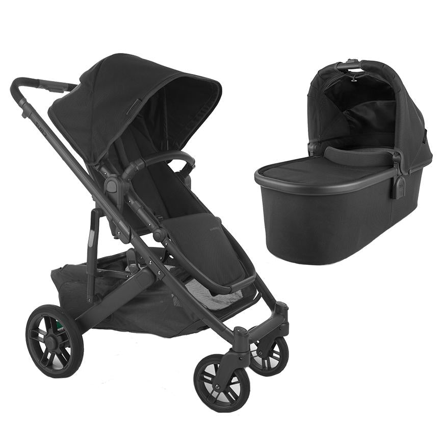 Uppababy Travel System CRUZ V2 baby Stroller and V2 Bassinet Set in Black