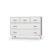 dadada White Boston 5-Drawer Dresser Children's Nursery Furniture. Natural colored handles variation.