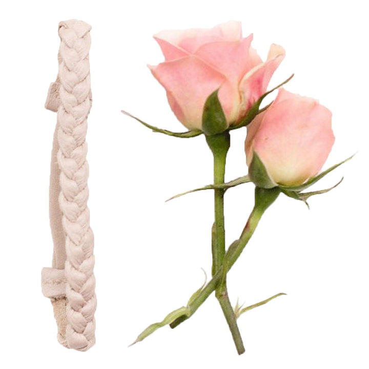 Starry Knight Design Kid's Braided Leather Headband Hair Accessory cream light pink beige