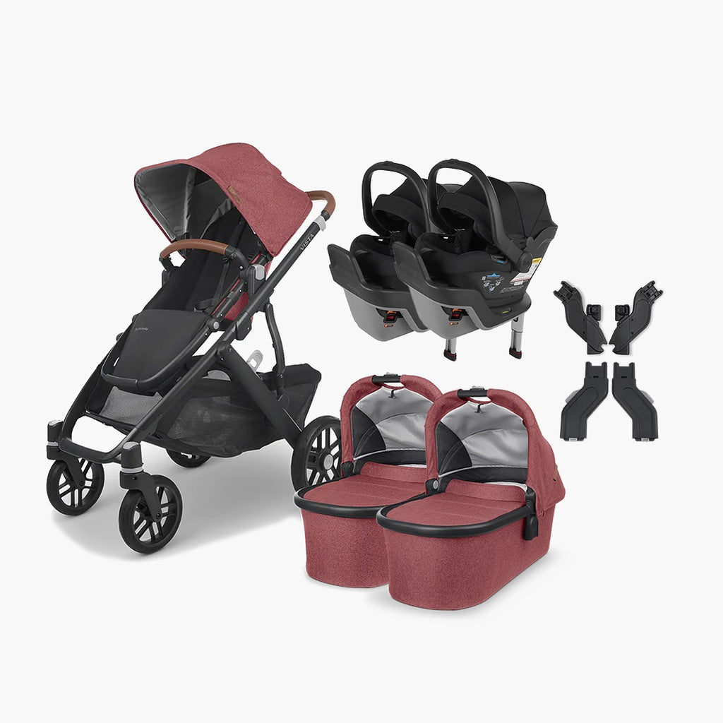 UPPAbaby VISTA V2 and MESA Max Twin Double Travel System in Lucy Red
