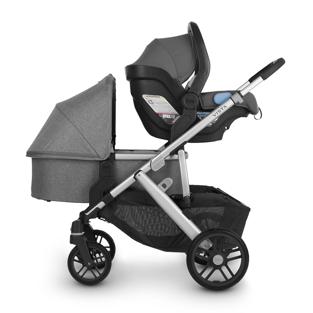 Uppababy Double Stroller with baby carrier and bassinet accessory