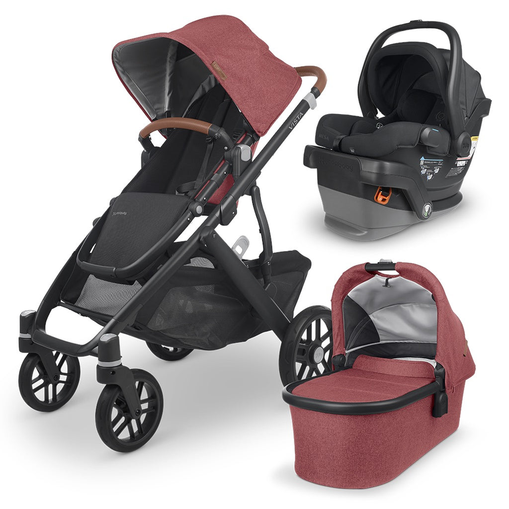 UPPAbaby Stroller, Infant Car Seat, and bassinet set in Lucy