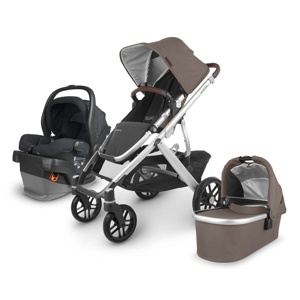 Uppababy bundle including a Mesa V2 carseat in Jake and a stroller and bassinet in Theo