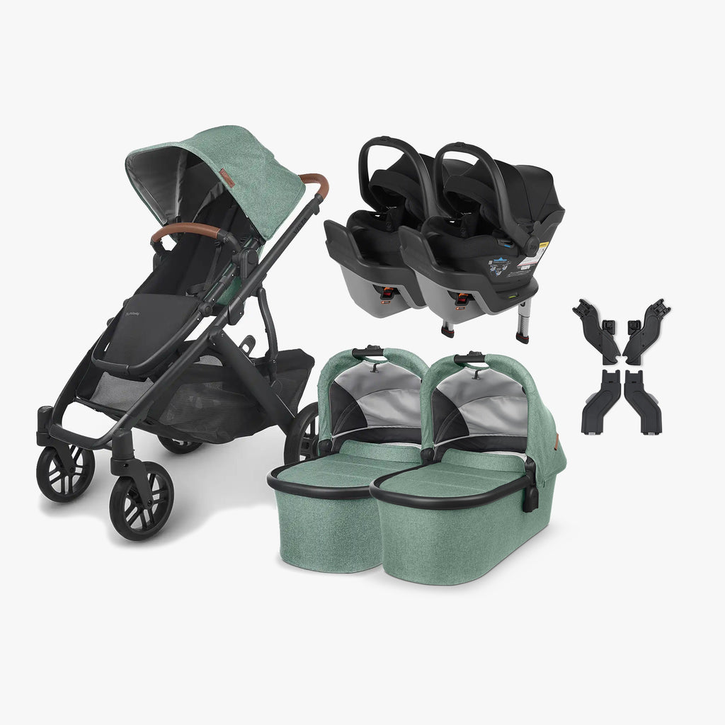 UPPAbaby VISTA V2 and MESA Max Twin Double Travel System in Gwen Green