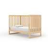 DadadaAustin 3-in-1 Convertible Crib offers a classic natural finish and a solid beech wood construction. Three mattress positions assist in converting this crib for multiple growth stages. Complete with baby-safe finishes and meets strict JPMA standards.