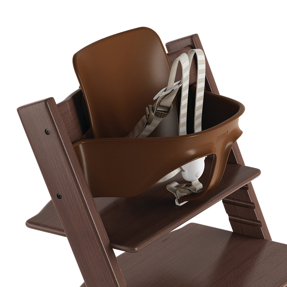 Stokke Adjustable Tripp Trapp high chair Baby Set in dark walnut brown