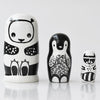 Wee Gallery Black & White Animal Nesting Dolls Children's Keepsake Toy