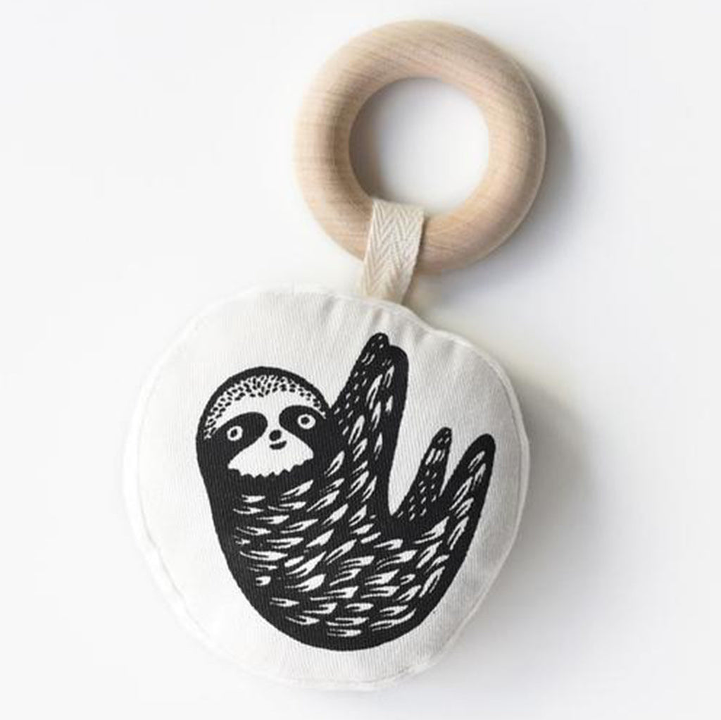 Wee Gallery Sloth Organic Teether Infant Baby Soothing Toy black white