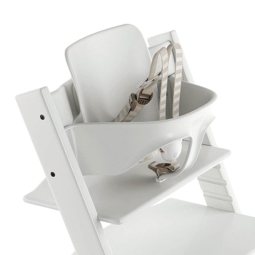 Stokke Ergonomic Tripp Trapp high chair baby set in white