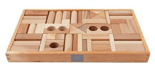 Wooden Story Children's Wooden Building Blocks in a Tray natural 54 piece 