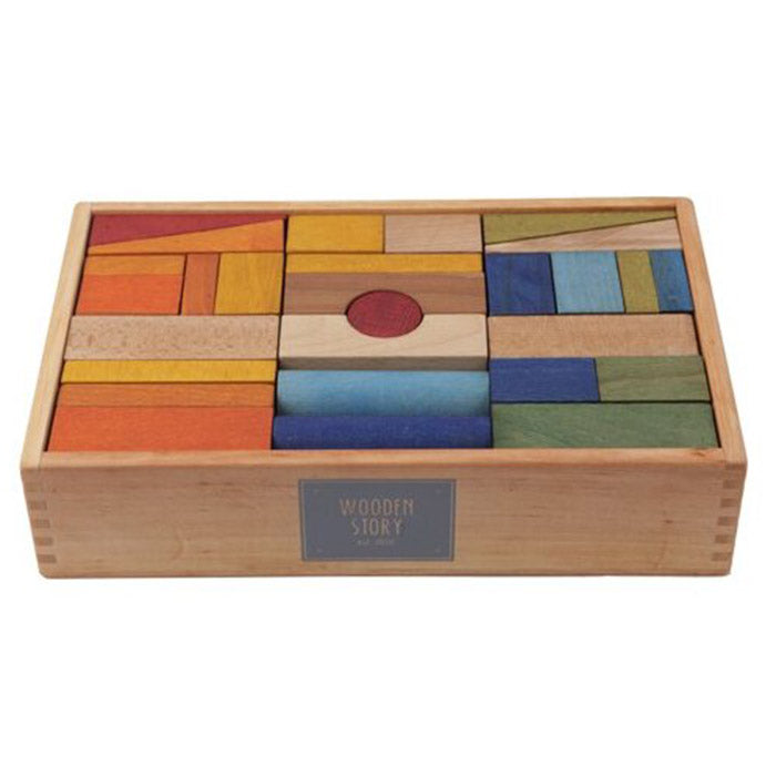 Vibrant Wooden Story Wood Blocks in a Tray 63pc XL Rainbow, handcrafted wood toy designed as top toys for kids