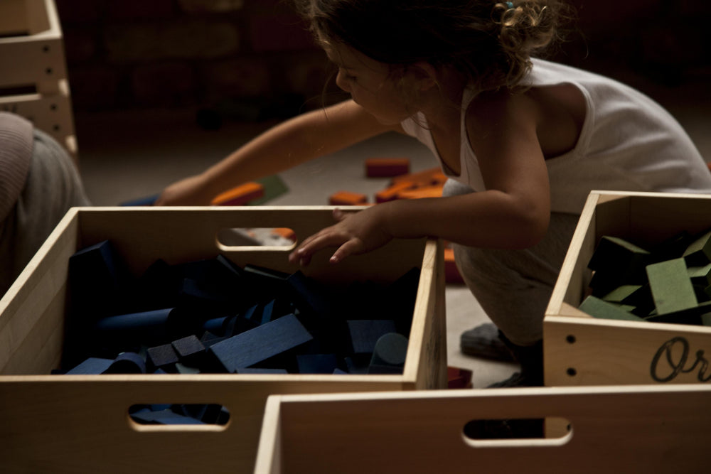 Wooden Story montessori toys Wooden Blocks in a Tray