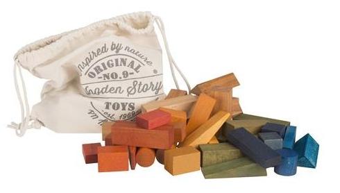 Wooden Story wooden toy blocks in bag