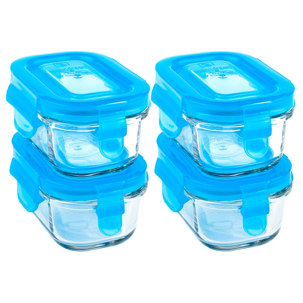 Wean Green Blueberry Tubs Reusable Glass Food Storage Container Set blue