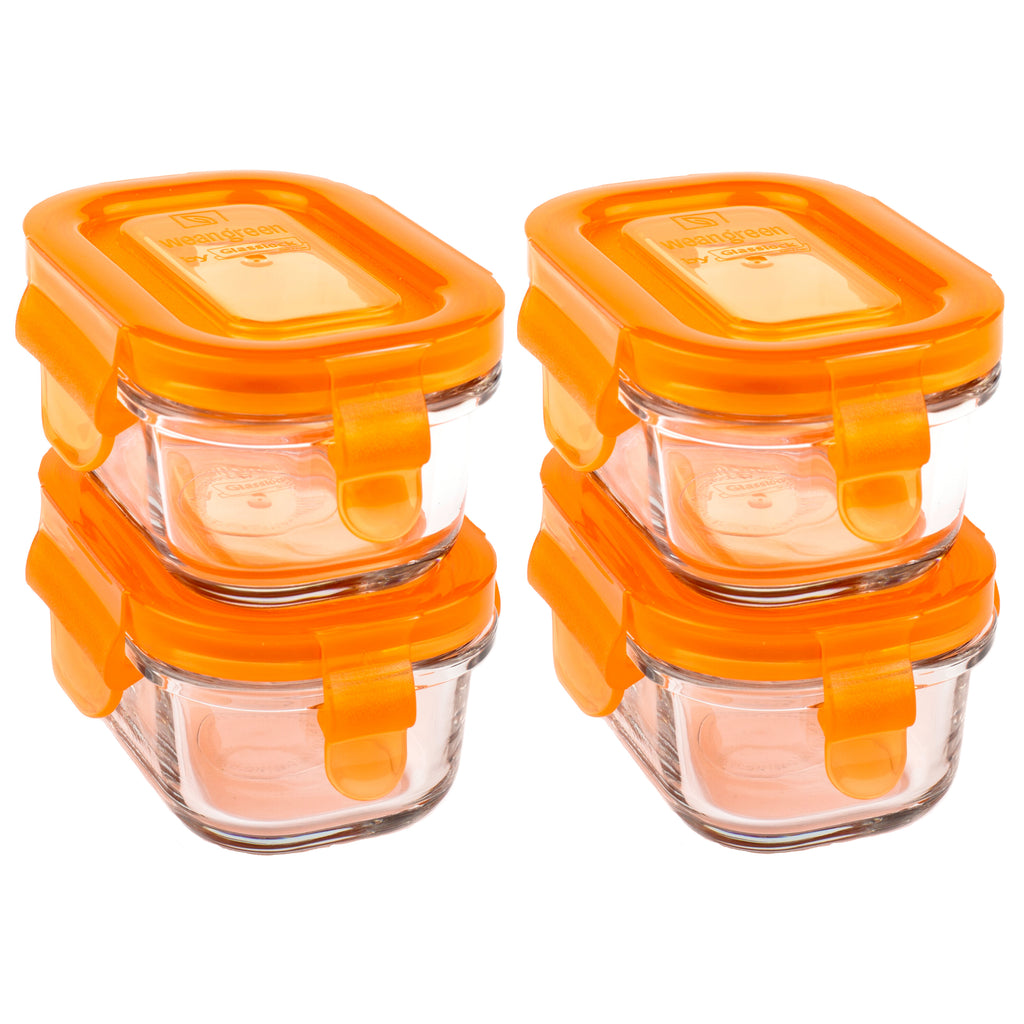 Wean Green Carrot Tubs Reusable Glass Food Storage Container Set orange