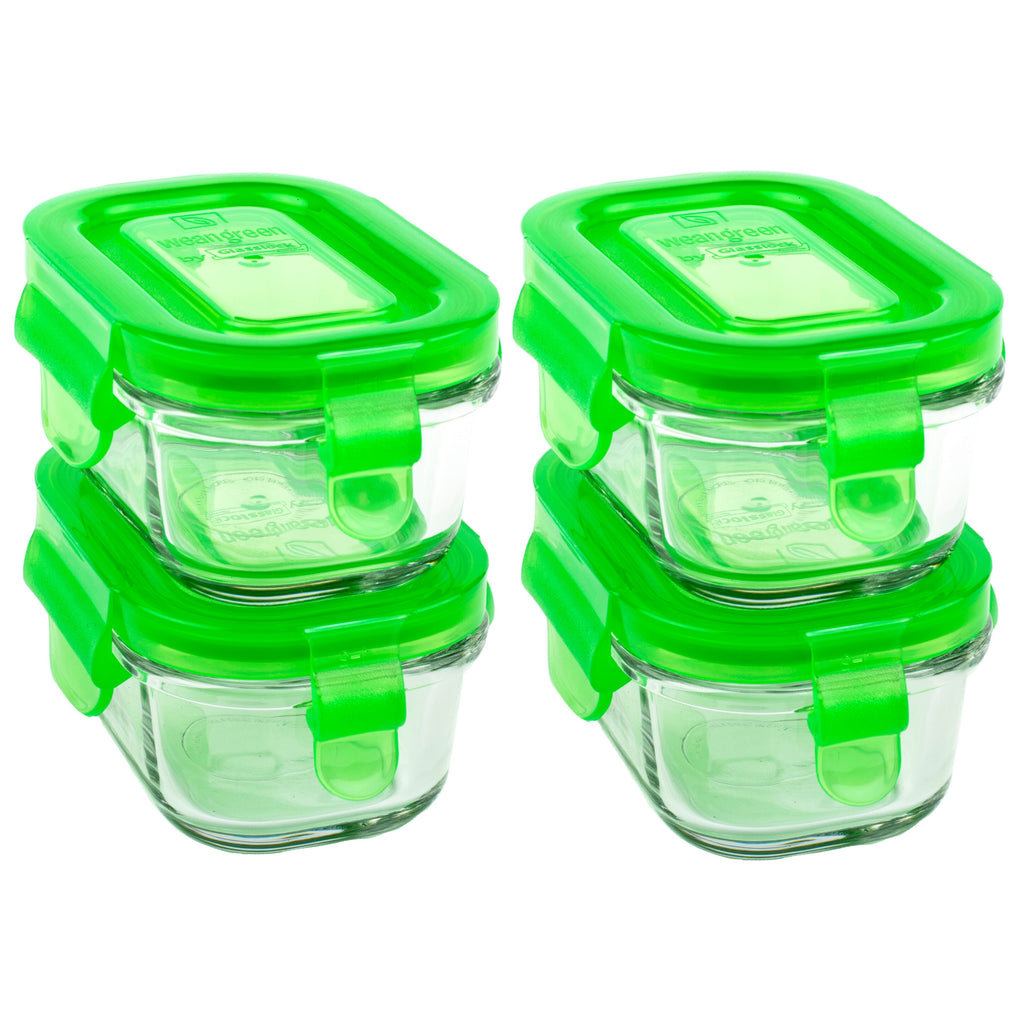 Wean Green Pea Tubs Reusable Glass Food Storage Container Set green