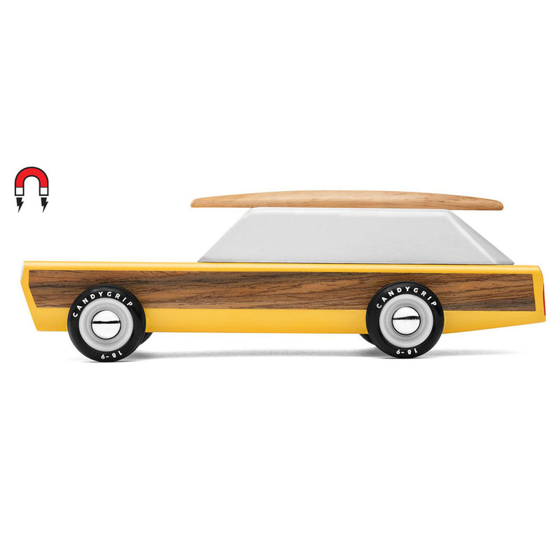 Classic yellow Candylab retro wooden toy Woodie car wooden collectible toy