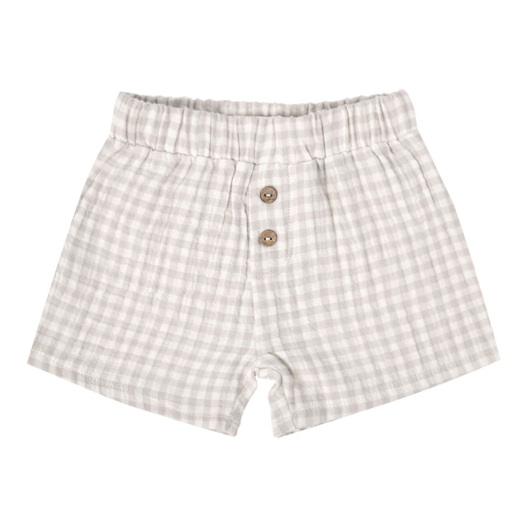 quincymae baby shorts silver gingham