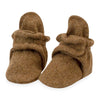 lifestyle_1, Zutano Heather Mocha Cozie Fleece Grip Baby Booties Infant Baby Shoes brown