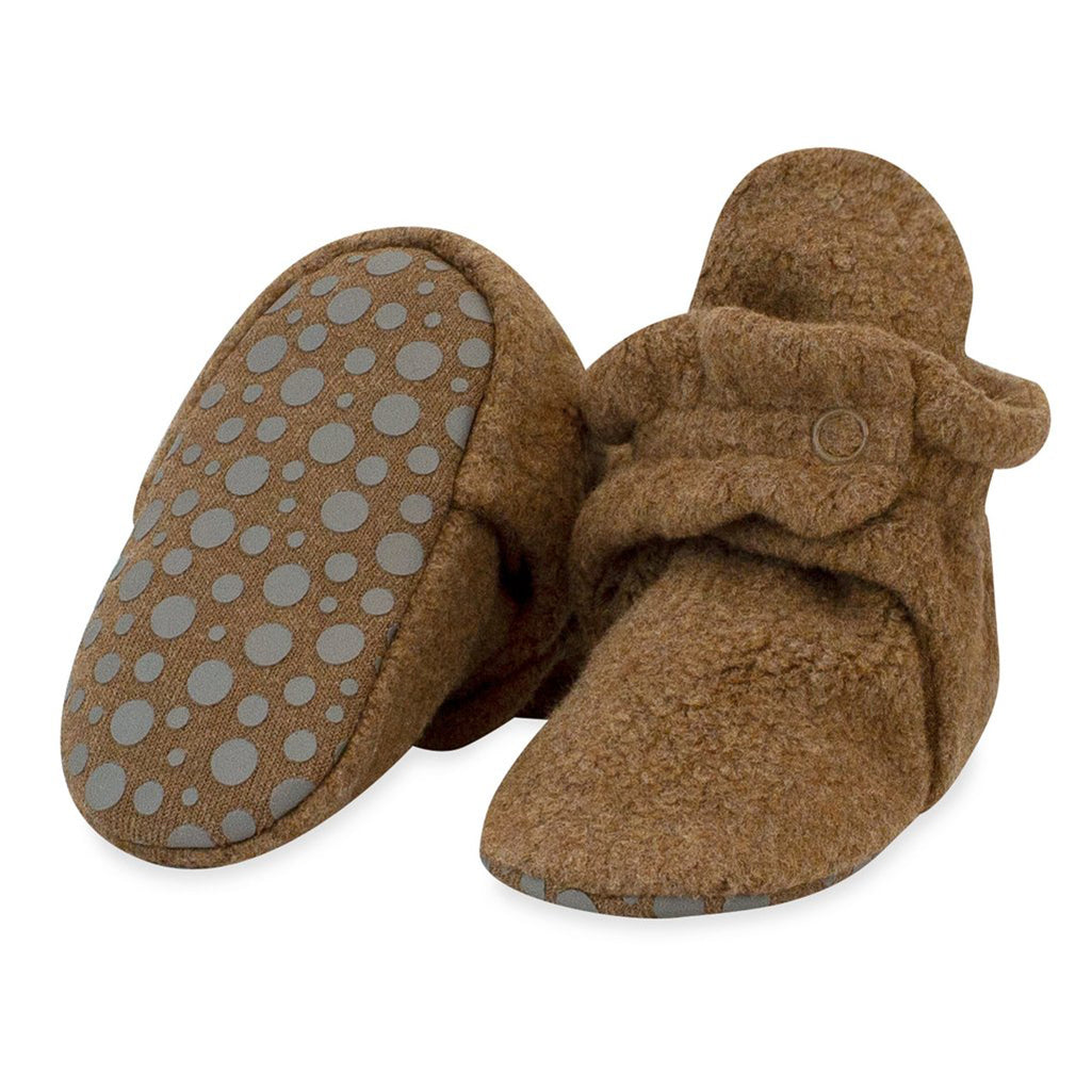 Zutano mocha brown gripper fleece baby bootie