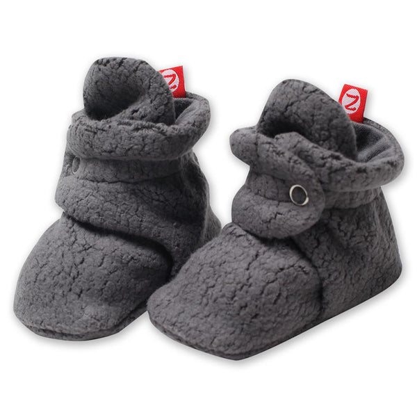 Zutano Dark Grey Cozie Fleece Grip Baby Booties Infant Baby Shoes