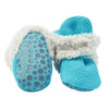 Zutano Cozie Fleece Fur-Lined Baby Booties with Grippers plush pool blue 