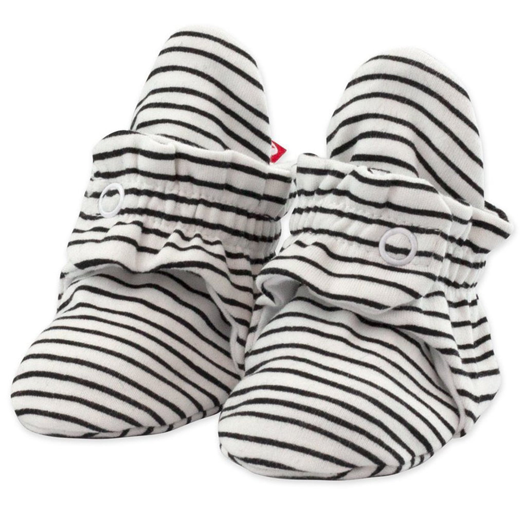 Zutano 100% Organic Cotton Pencil Stripe Infant Baby Booties  black white