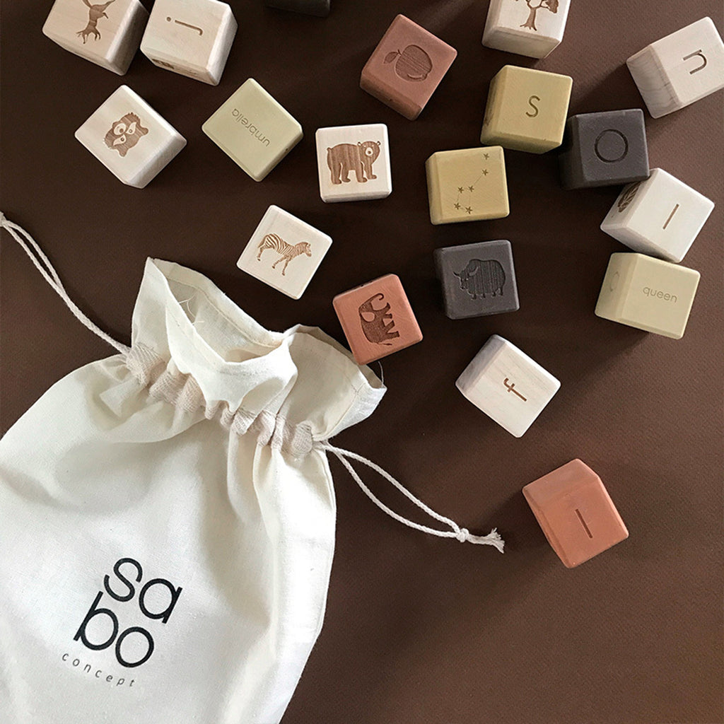 SABO Concept Olive English Alphabet Blocks Kid's Wooden Toys
