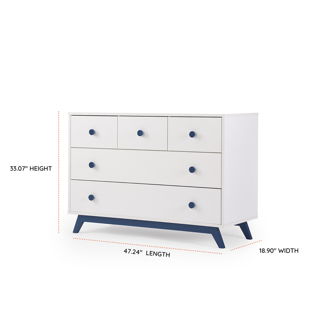 Dadada Gramercy Dresser | White/Denim Measurements