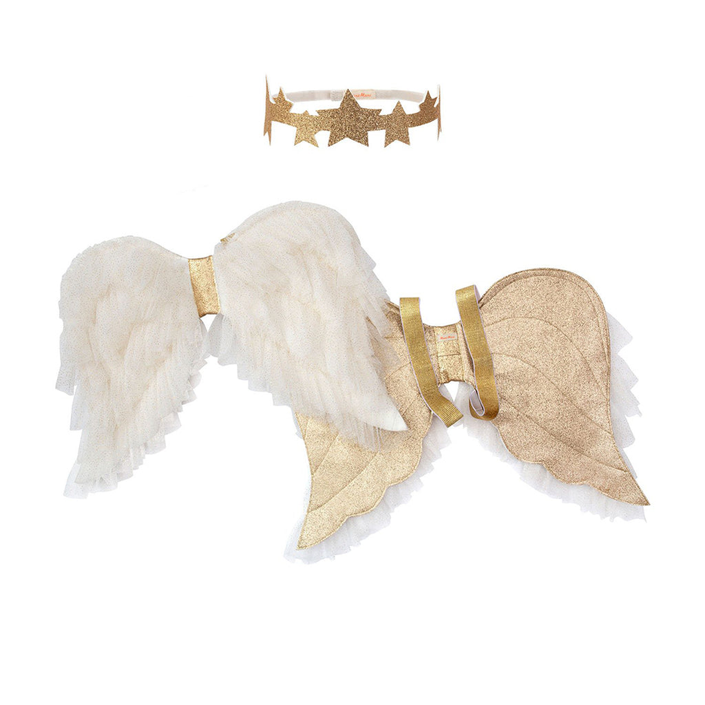 Meri Meri Tulle Angel Wings Dress Up Kit gold and white