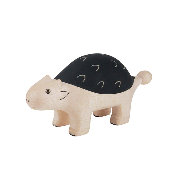 T-Lab Ankylosaur Dinosaur Polepole Wooden Animals Hand-Crafted Toys natural wood with black accents