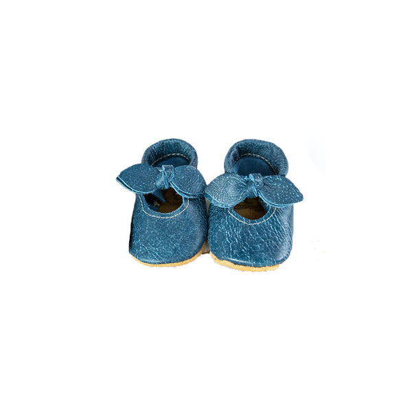 Starry Knight Design Azure Bella Janes Leather Baby Shoes blue