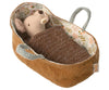 Maileg Pretend Play Newborn Baby Mouse in Carrycot 