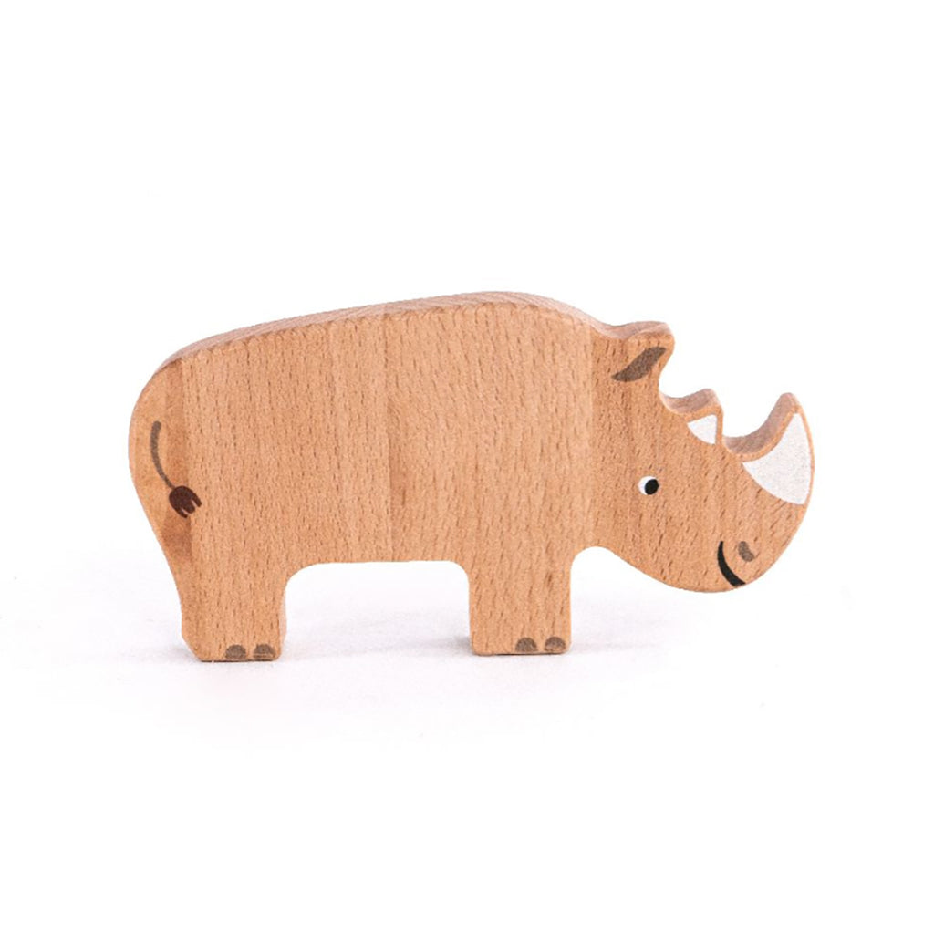 BAJO Jungle and Savana Animals Wooden Rhinoceros Figure